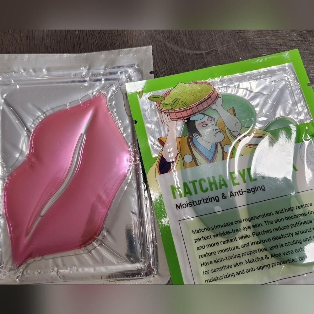 Pink Lip Mask and Matcha Eye Mask Set New